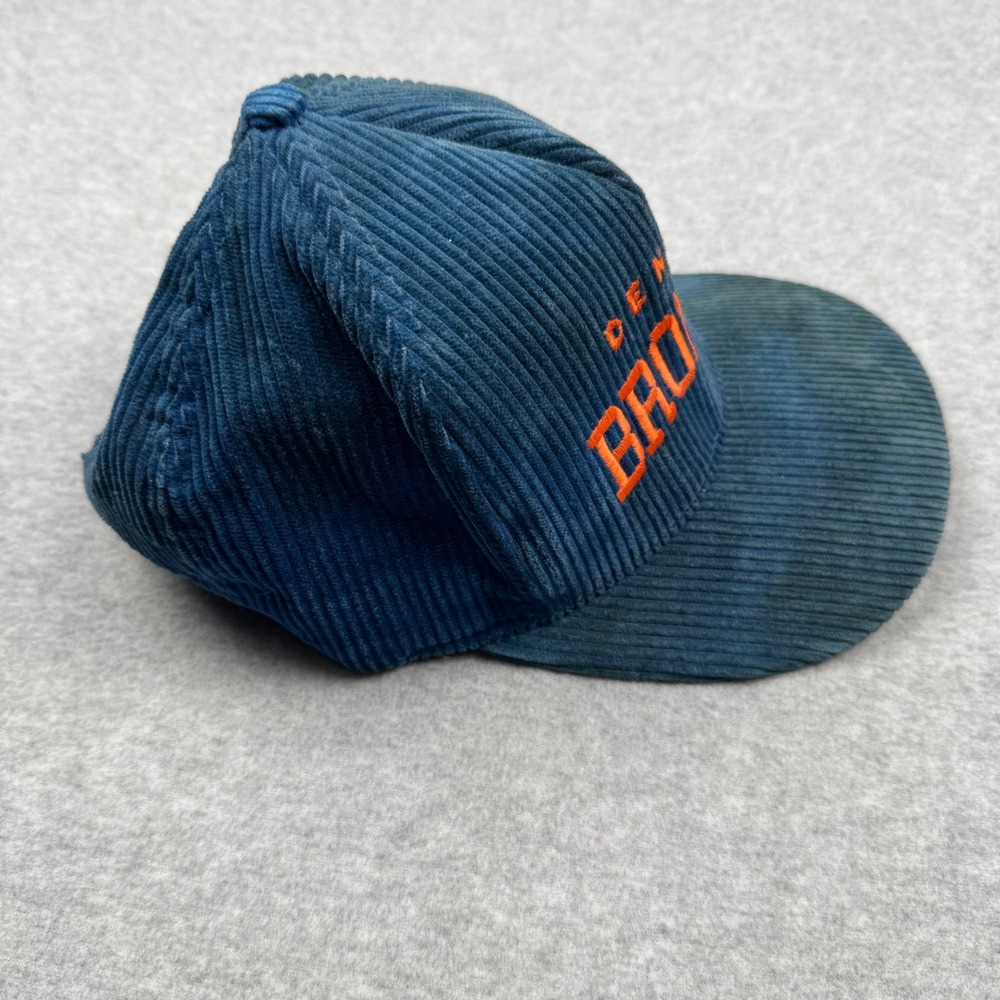 Vintage Denver Broncos AJD Corduroy Snapback Hat Blue Orange Made in USA NFL Cap - Picture 6 of 11